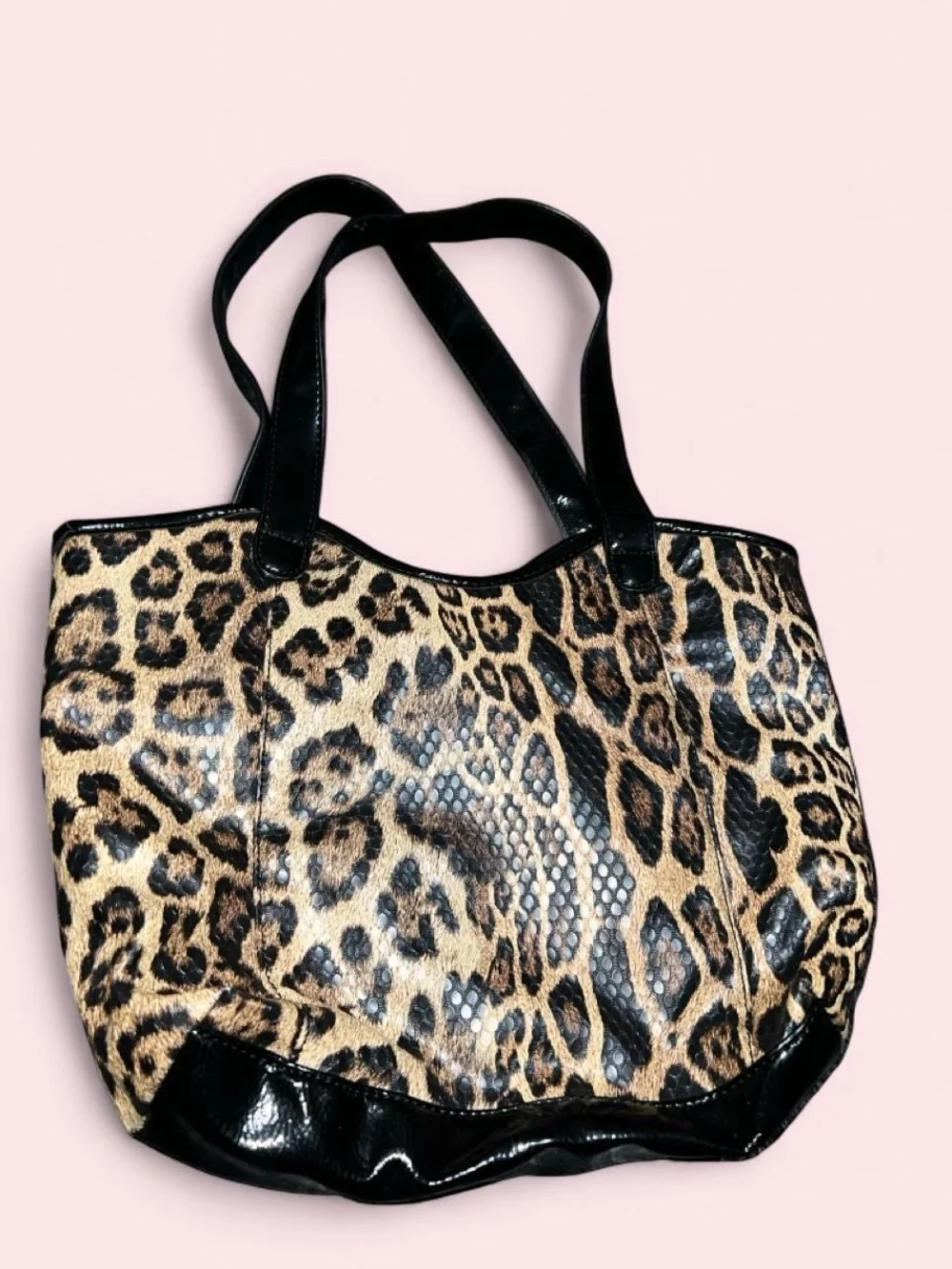 Leopard Print Tote Bag with Black Trim